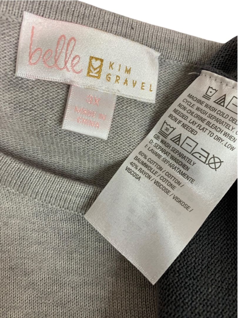 Size 3X Belle by Kim Gravel Womens Gray Ombre Sweater