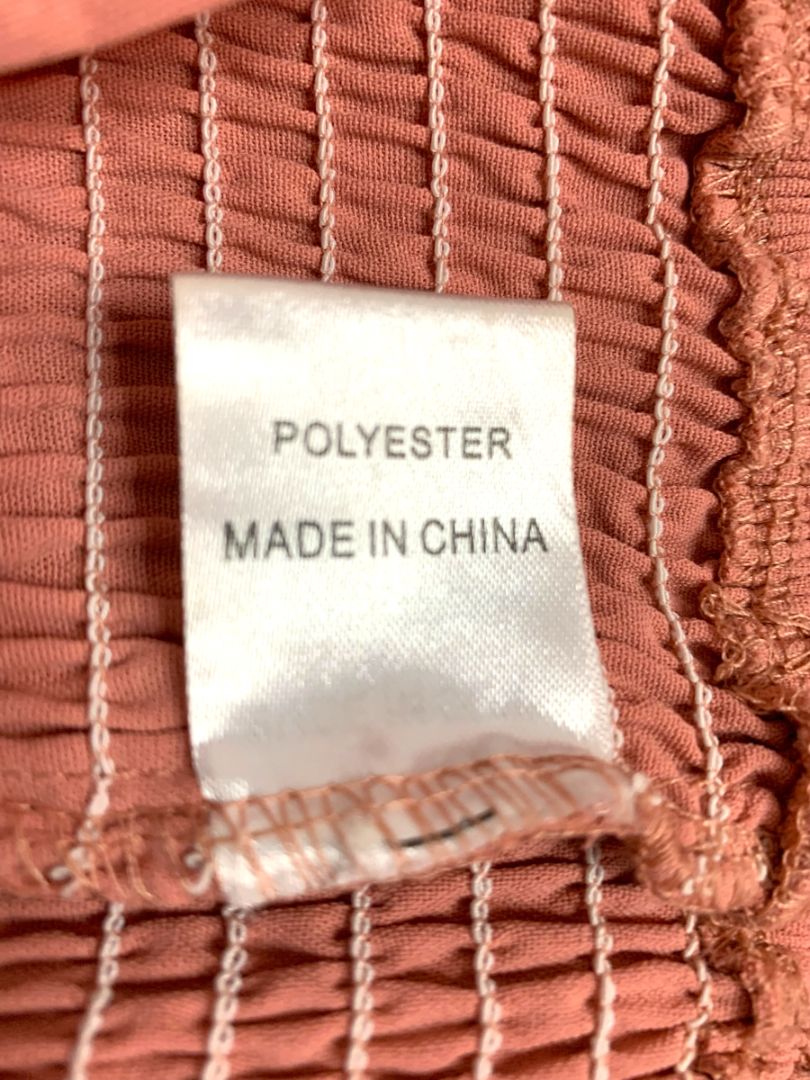 Large Hello Molly Smocked Ruffled Dress Fitted Spaghetti Straps Pink