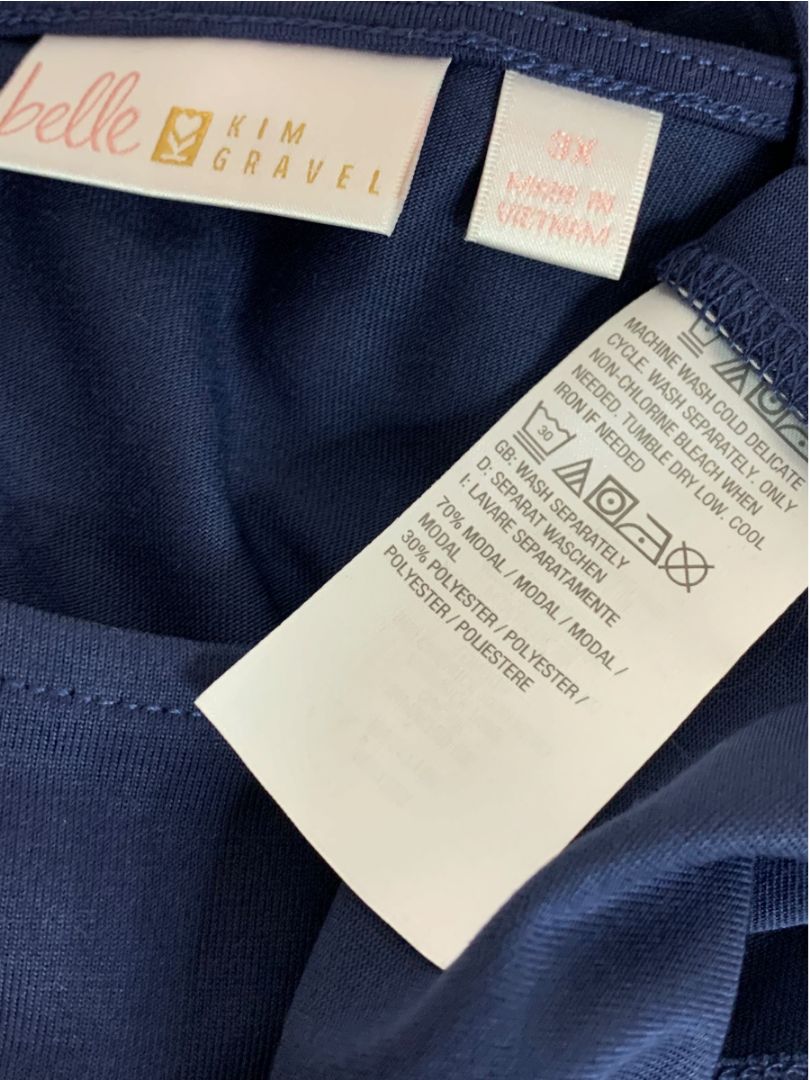 Size 3X Belle by Kim Gravel Womens Navy Blue Tshirt
