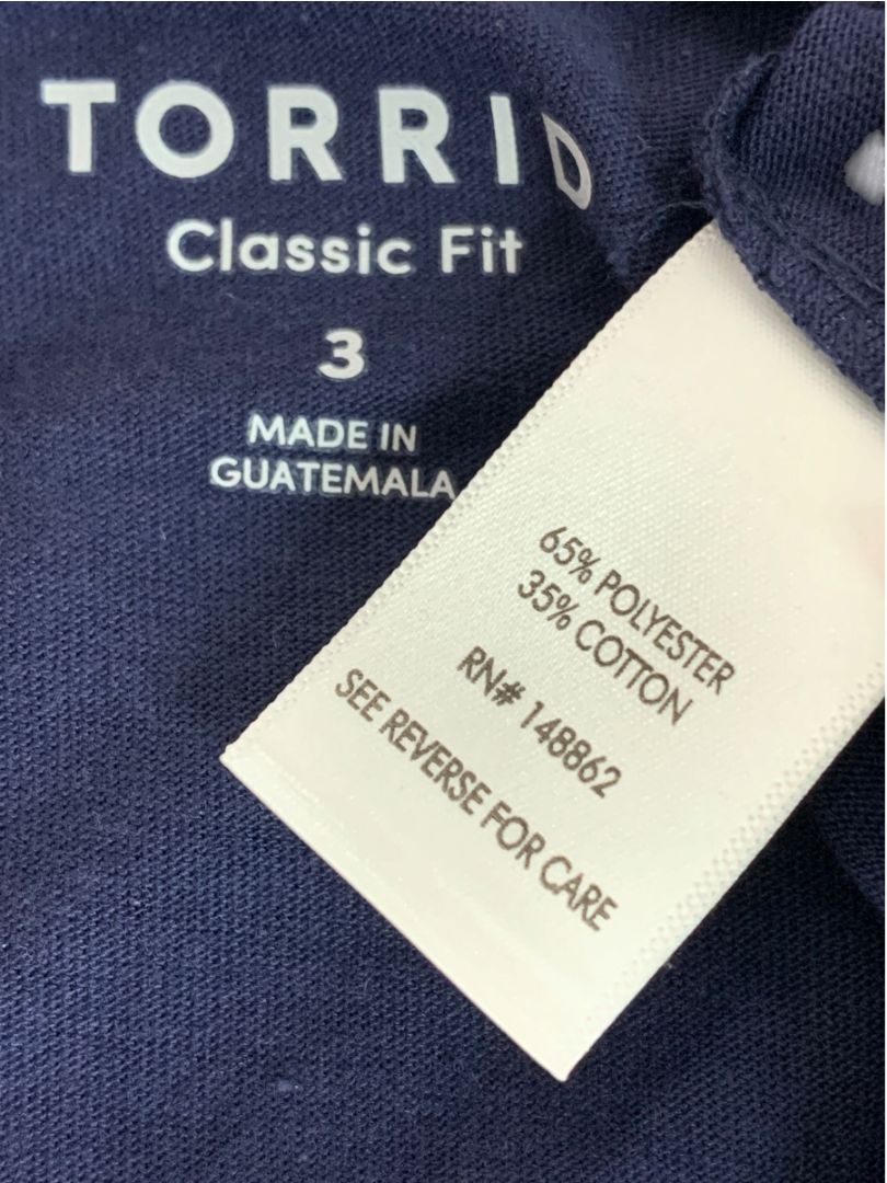 Size 3X torrid Womens V-Neck Navy Blue Classic Fit Tshirt