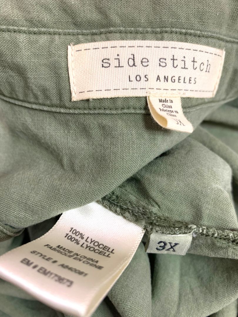 3X Side Stitch Los Angeles Womens Plus Size Jumpsuit Alpine Pockets Green