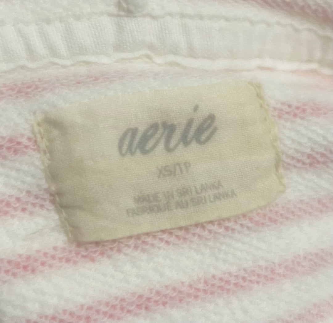 XS Aerie Women's Pull Over Short Sleeve Hoodie V-Neck Crop