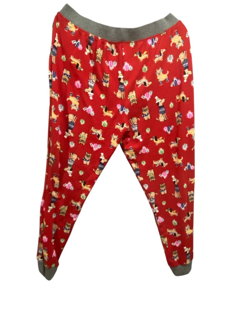 Size Large Cuddl Duds Womens Holiday 2 Piece Pajama Set PJs Dog Puppy Print