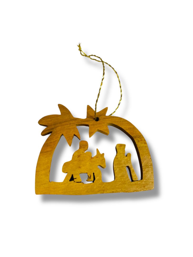 Wooden Lasercut Christmas Ornament Flight to Bethlehem 2.25"