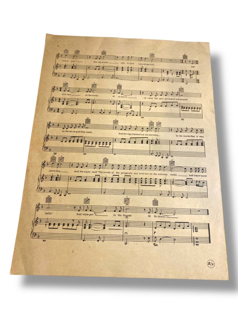 1964 The Sound of Silence Sheet Music Simon and Garfunkel Charing Cross