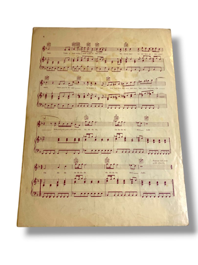 1968 Hey Jude Sheet Music John Lennon and Paul McCartney Maclen Music Inc