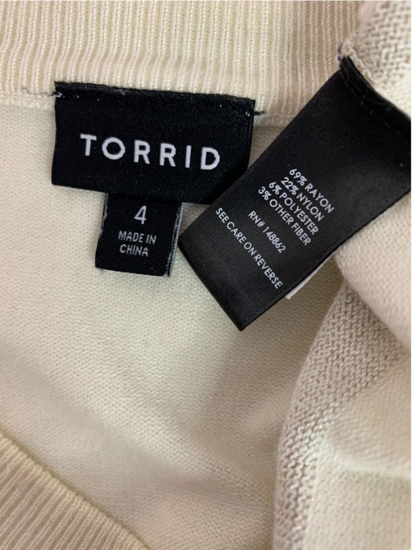 Size 4X Torrid Cream Metallic Stripe Womens Long Sleeve Sweater