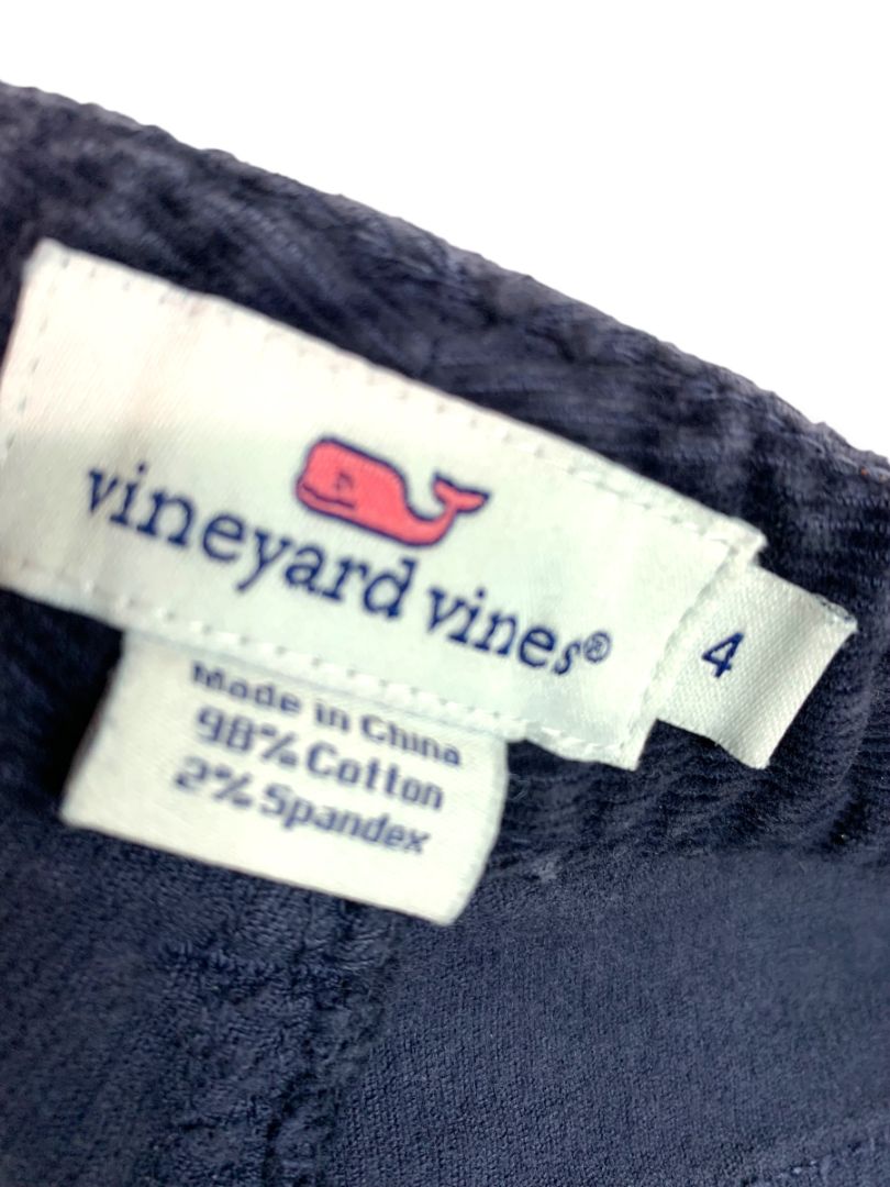 Size 4 Vineyard Vines Womens Navy Blue Corduroy Pants 28" Inseam Tapered