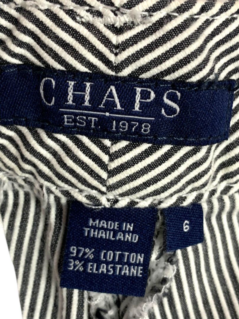 Size 6 Chaps Womens Striped Stretch Chinos Blue White 32" Inseam Summer