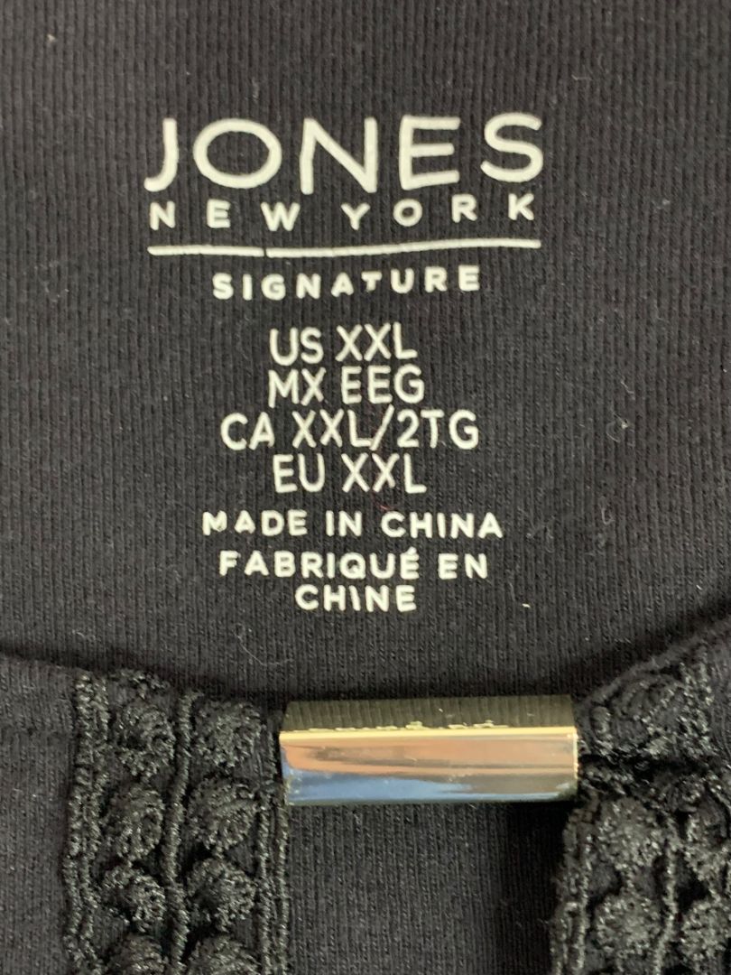 Size XXL Jones New York Signature Womens Black Shirt Crochet Trim