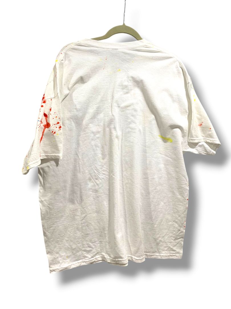 Size 2XL Paint Splatter Dog Print Adult Tshirt White Short Sleeve Gildan Heavy Cotton