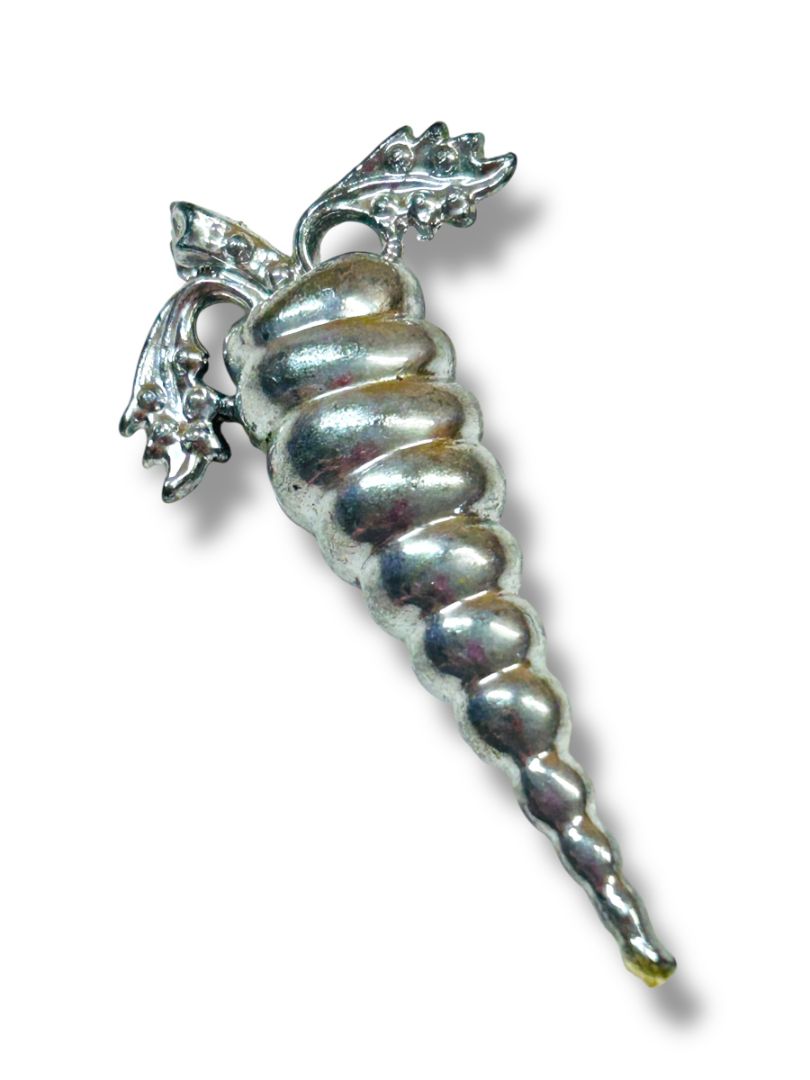 Vintage Silvertone Swirled Carrot Brooch 2.5" Gardener Gift