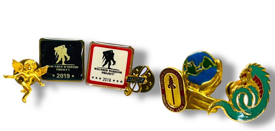 Lot of 7 Lapel Pins Dragon Wounded Warrior Angel Choir