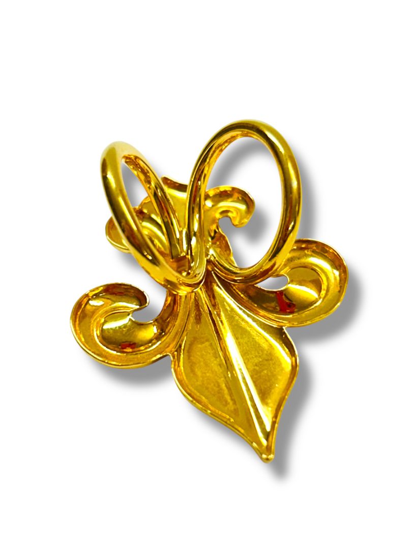 Vintage Scarf Ring Slide Goldtone Fleur di Lis 1.5"