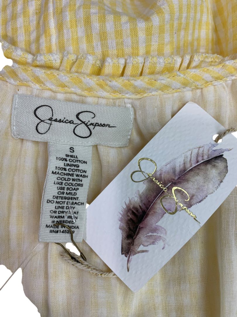 Small Jessica Simpson Womens Yellow Gingham Maxidress New Seersucker Summer