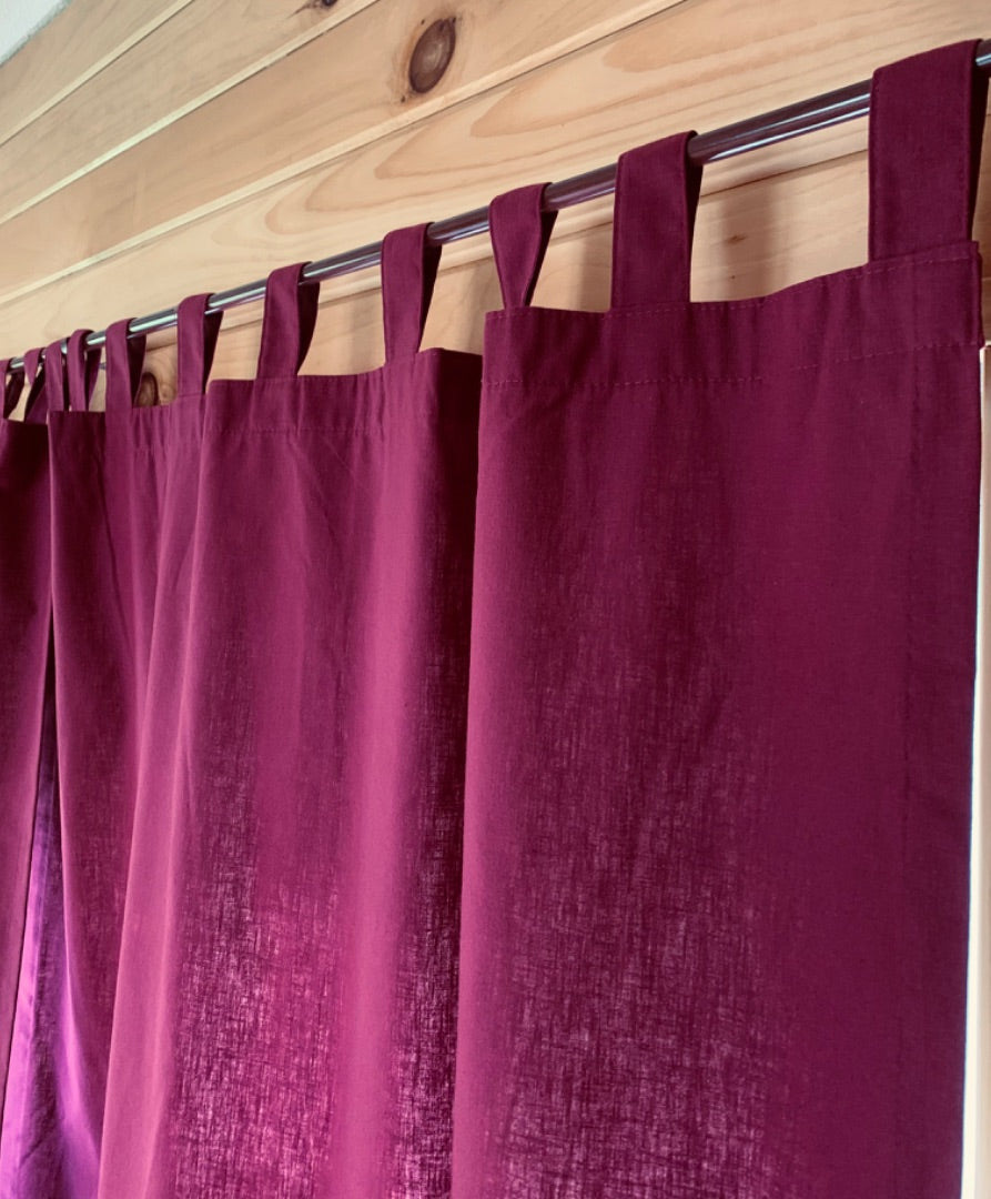 Set of 2 Tab Top Curtain Panels 38" x 70" with Tiebacks Burgundy Purple Lined Light Blocking