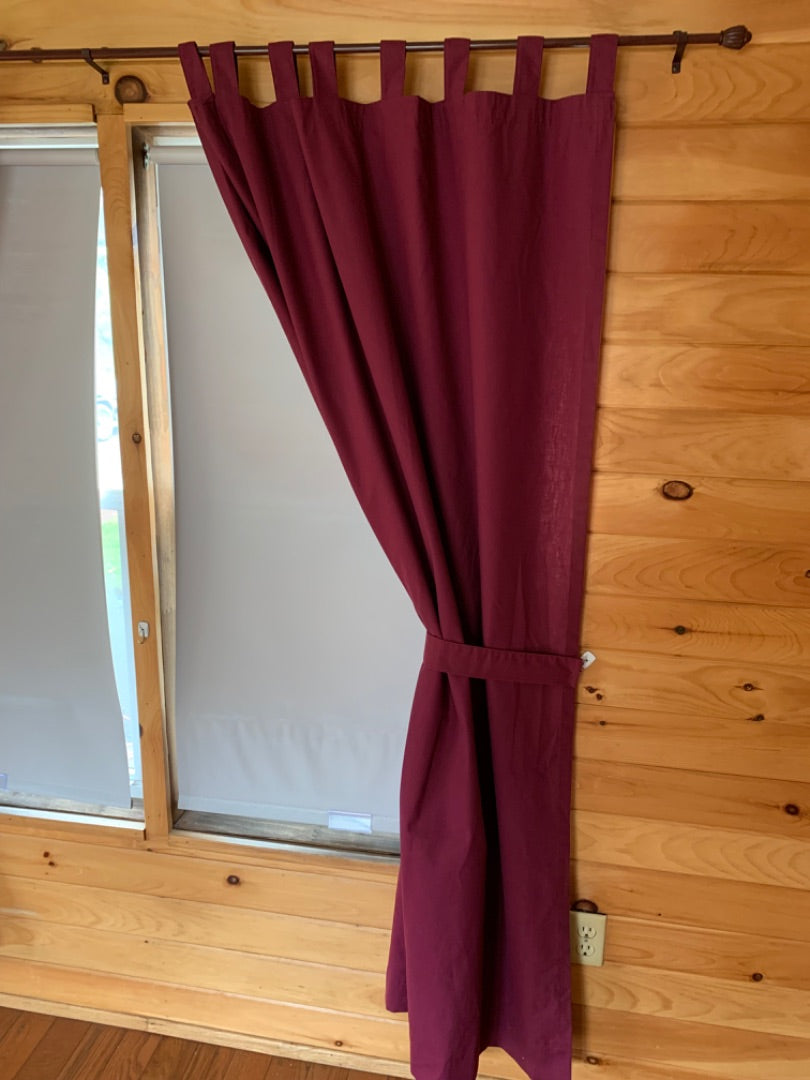 Set of 2 Tab Top Curtain Panels 38" x 70" with Tiebacks Burgundy Purple Lined Light Blocking