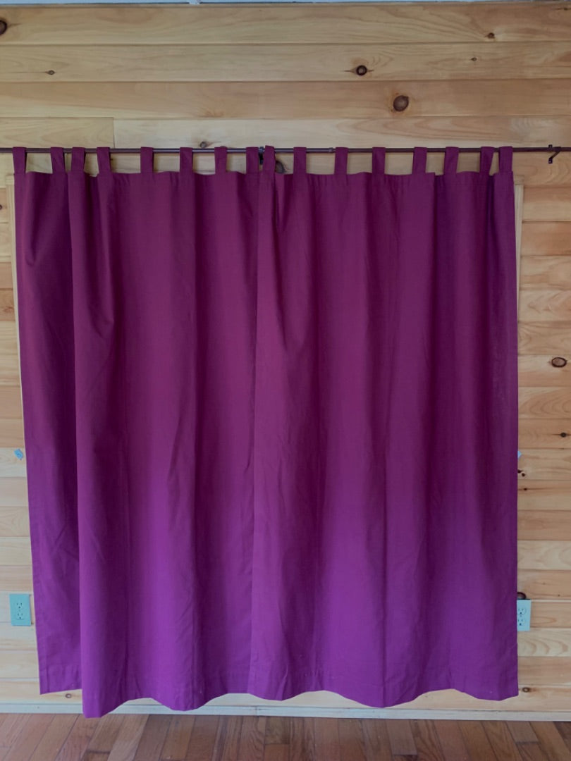 Set of 2 Tab Top Curtain Panels 38" x 70" with Tiebacks Burgundy Purple Lined Light Blocking