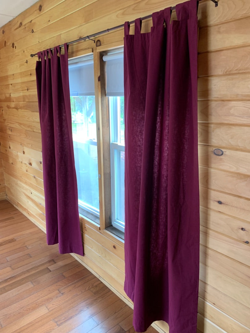 Set of 2 Tab Top Curtain Panels 38" x 70" with Tiebacks Burgundy Purple Lined Light Blocking
