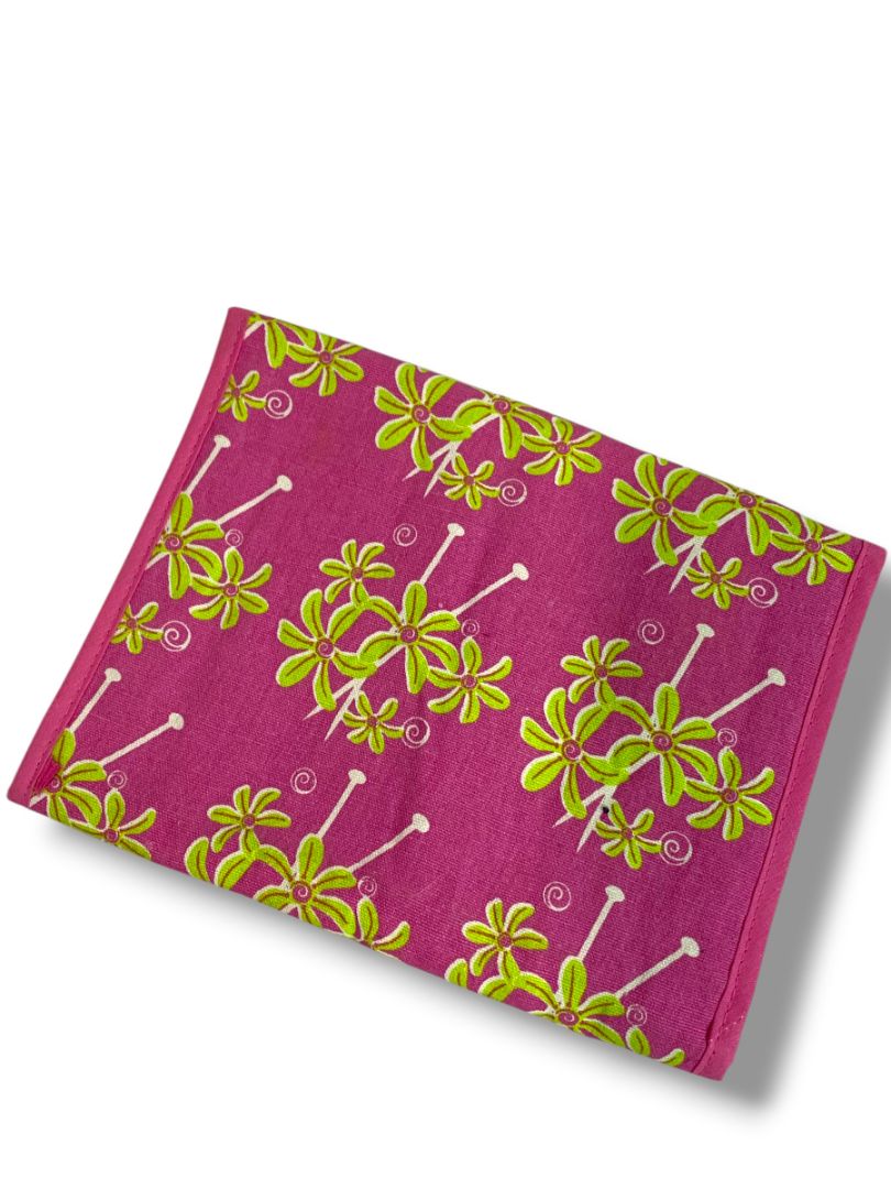 Simply Knitting Needle Case Fabric Hot Pink Green Floral with Needles