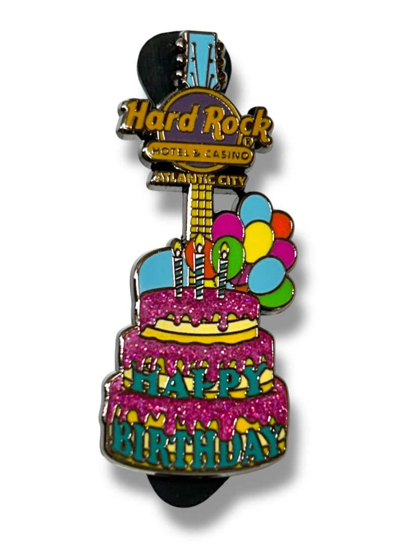 Hard Rock Cafe Atlantic City Lapel Pin Happy Birthday 2" Limited Edition