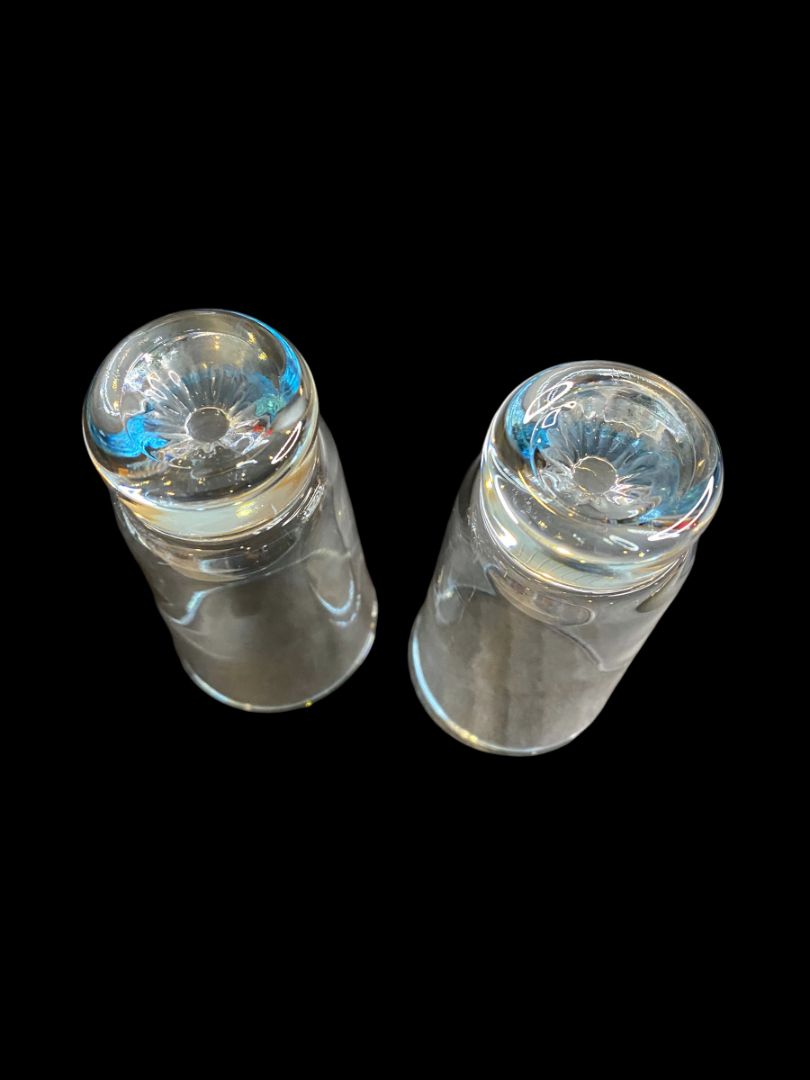 Set of 2 Vintage Sapphire Star Juice Glasses Blue Tint Duz Crystal 4.25"