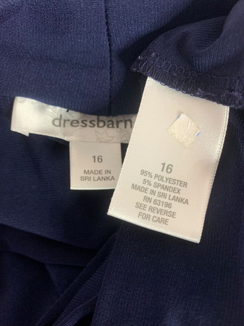 Size 16 Dressbarn Navy Blue Pullover Dress Stretch Surplice Neckline