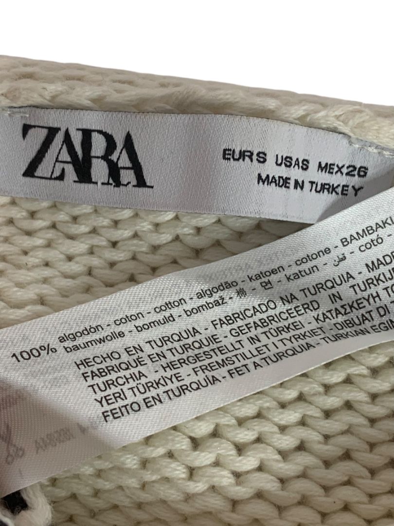 Small Zara Womens Cream Navy Blue Striped Rollneck Weekend Sweater