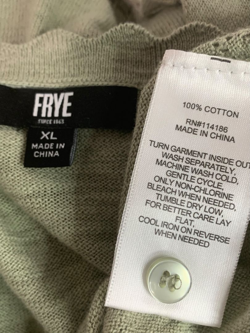 Size XL Frye Womens Sage Green Lightweight Patterned Knit Cardigan