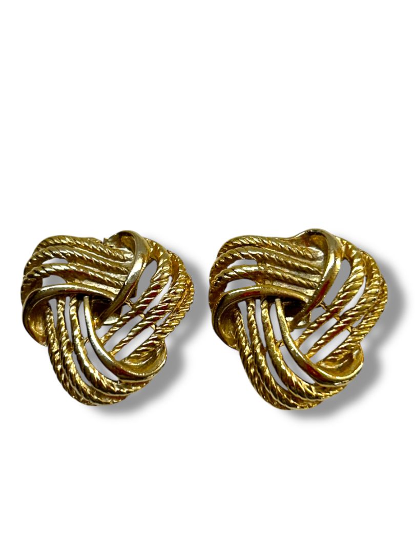 Vintage Goldtone Knot Shoe Clips 1.25" Textured Accessories