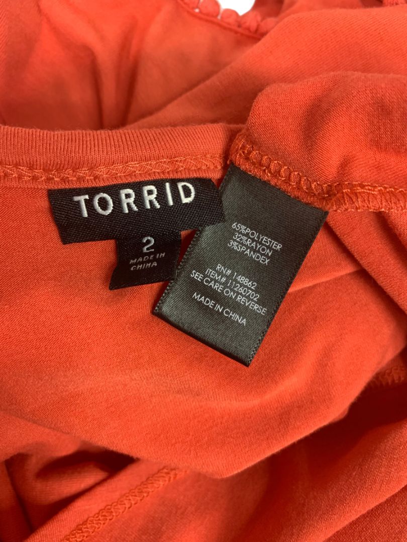 Size 2X Torrid Plus Size Womens Orange Off Shoulder Jersey Knit Dress
