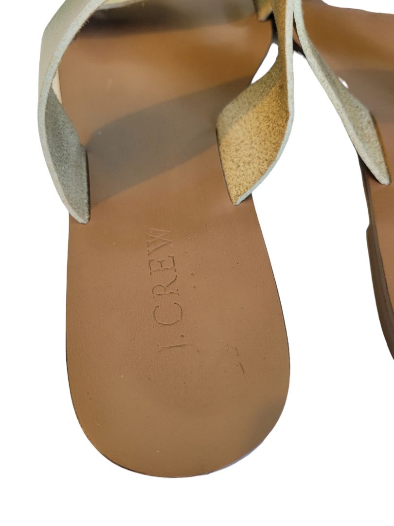 7 J.Crew Women's Gold Leather Metallic Sandals Slip on Two Strap Flat