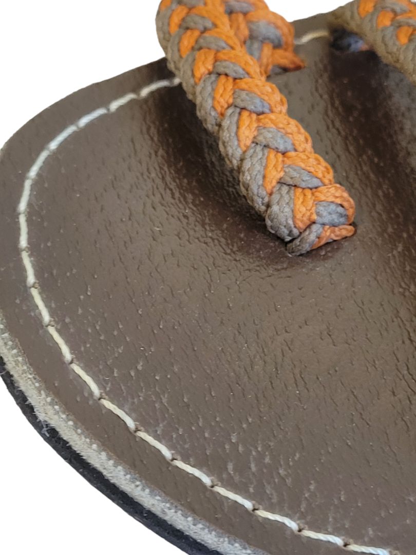 8 8.5 Plaka Palm Leaf Summer Sandals Orange Brown Womens