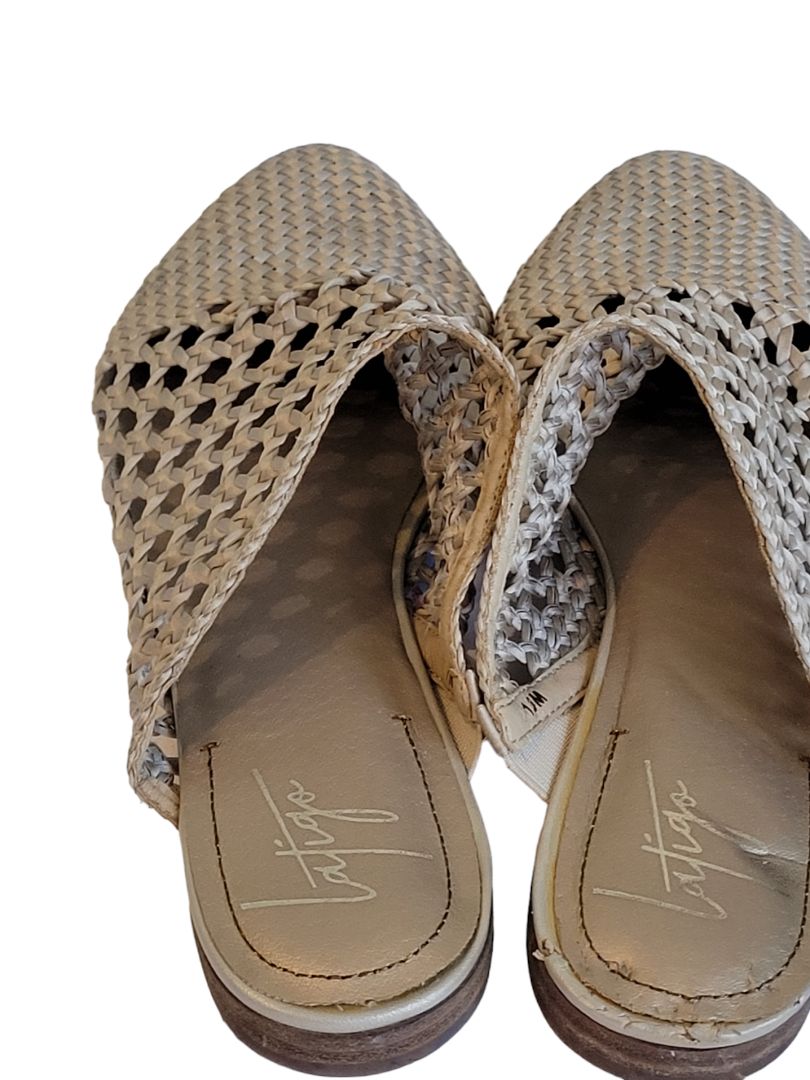 10M Latigo Anthropologie Champagne Woven Mules Slides Flats Shoes