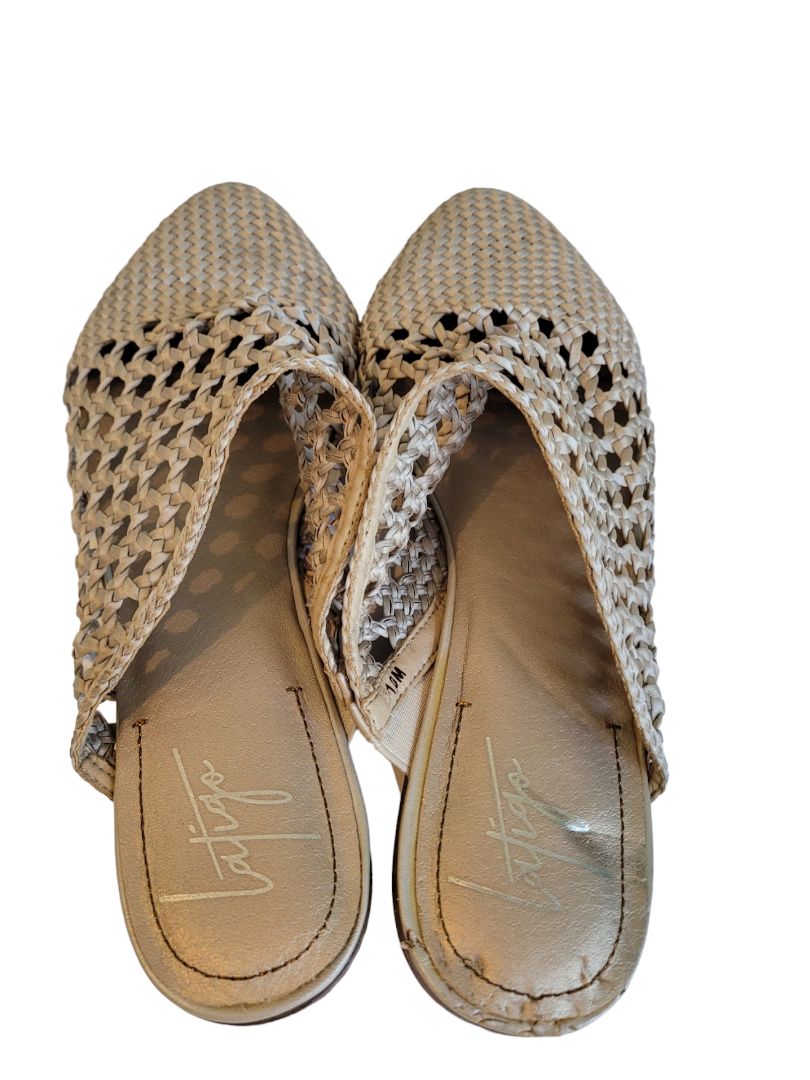 10M Latigo Anthropologie Champagne Woven Mules Slides Flats Shoes