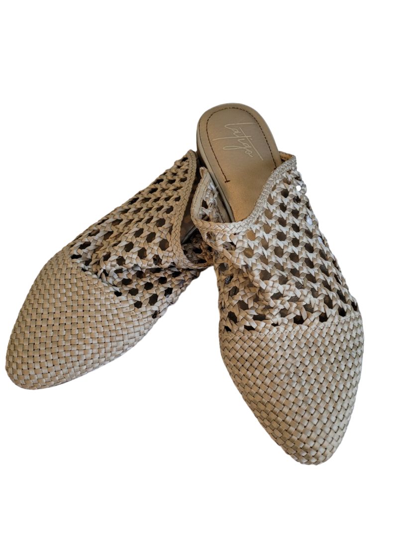 10M Latigo Anthropologie Champagne Woven Mules Slides Flats Shoes