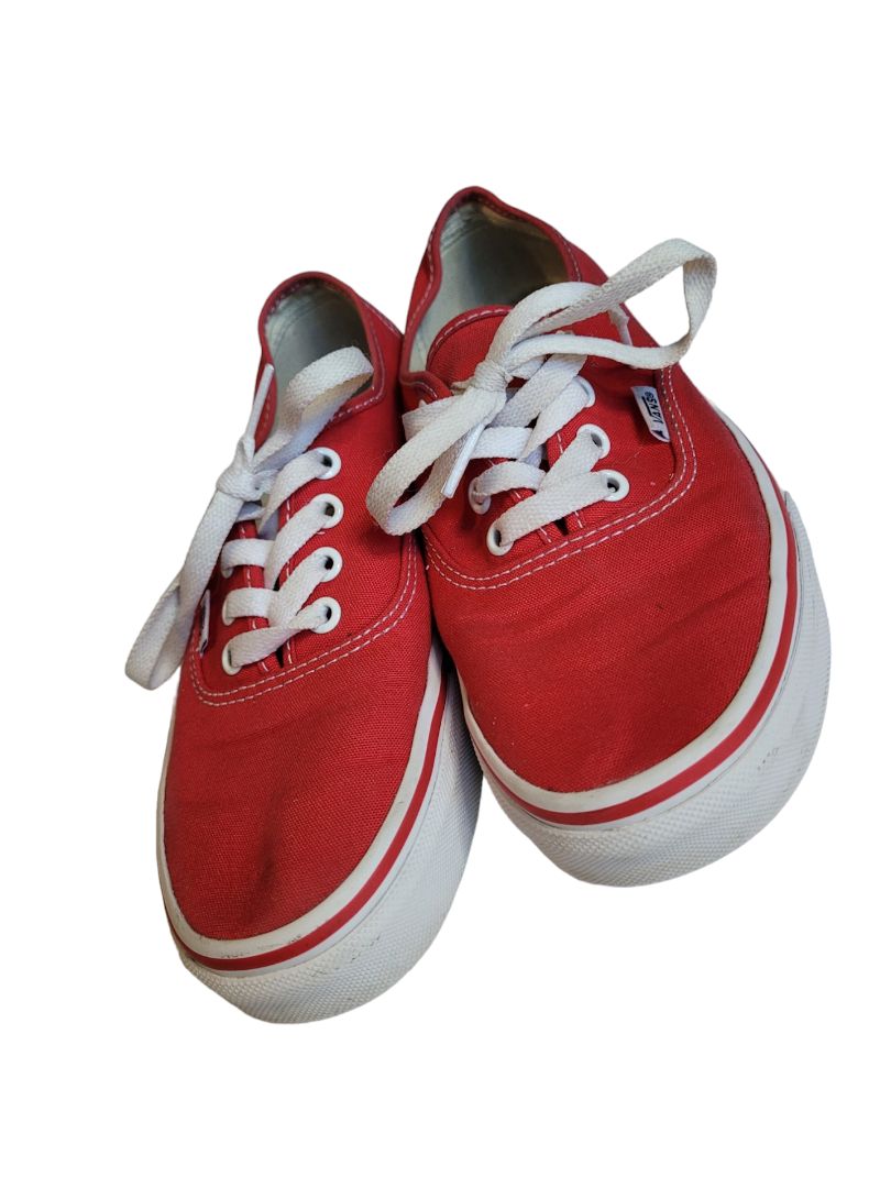 7.5 (6 Mens) Red Canvas Classic Vans Sneakers Skater Shoes