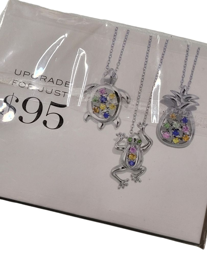 New Silver Tone Palm Tree Charm Necklace Link Chain EAFY SC