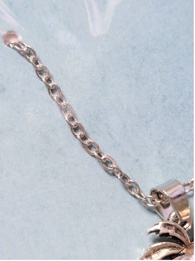 New Silver Tone Palm Tree Charm Necklace Link Chain EAFY SC