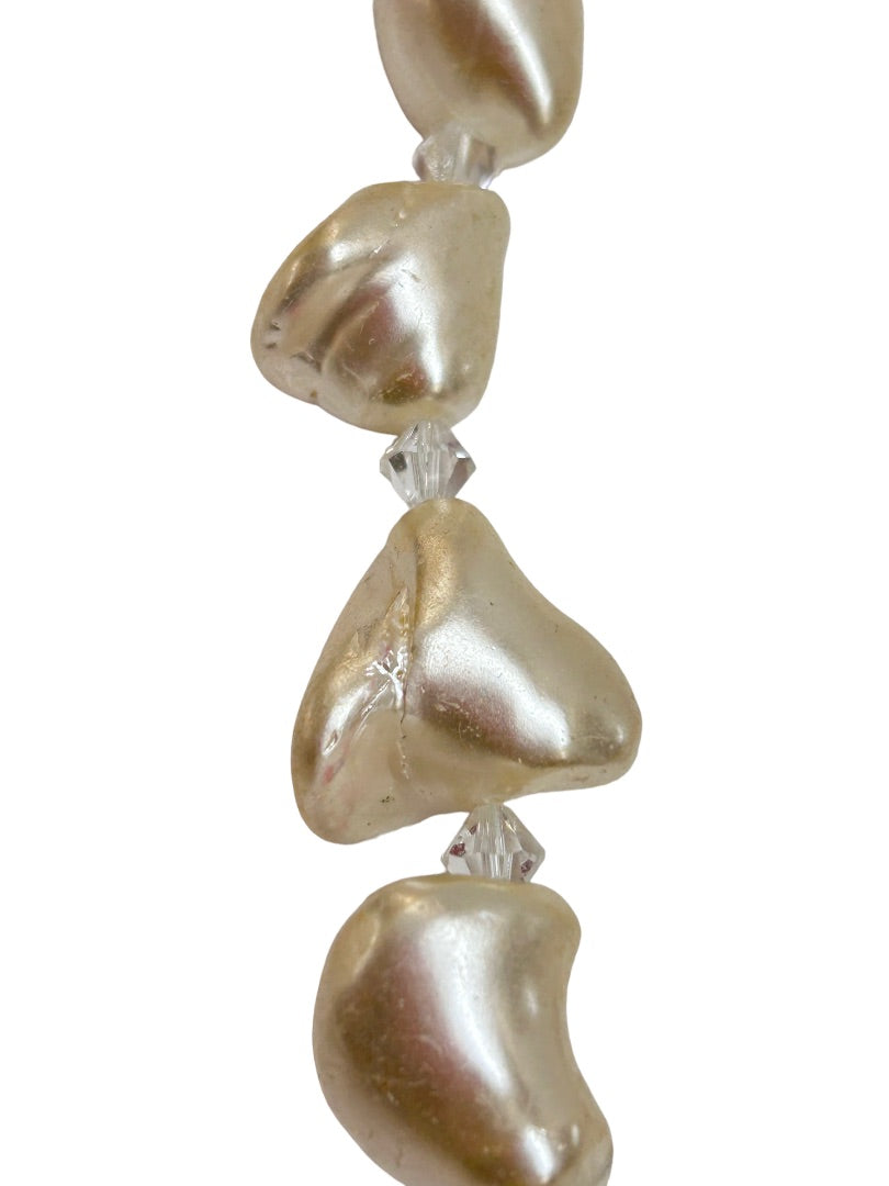 Jewelry Set Chunky Freshwater Pearl 17" Necklace and Pierced 1.5" Post Drop Earrings