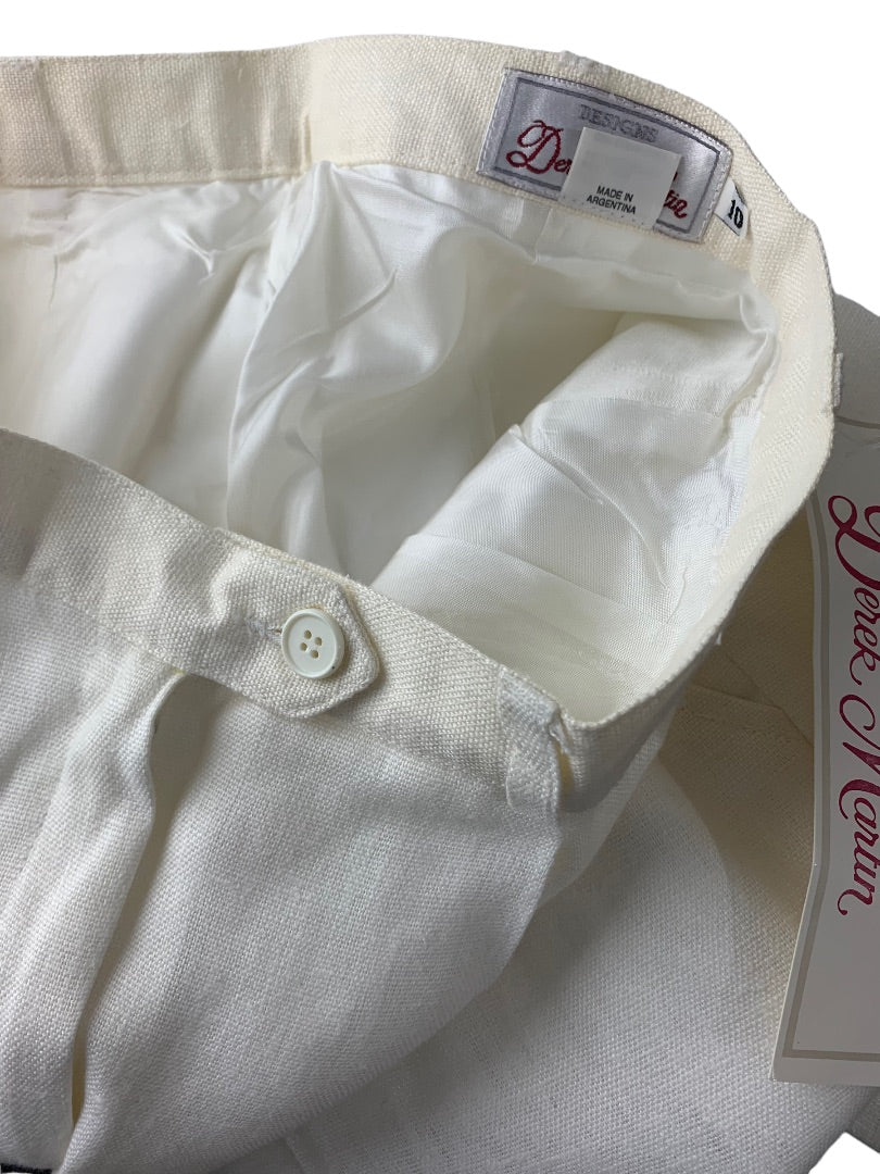 Size 10 Designs by Derek Martin Linen Blend Lined Dress Pants Ivory Y2K Women's