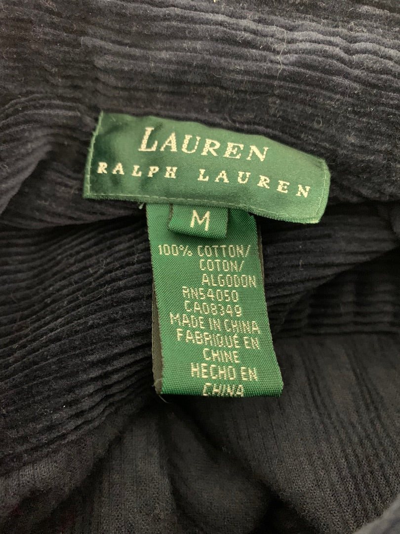Medium Lauren Ralph Lauren Women's Navy Blue Vintage Y2K Full Zip Corduroy Jacket