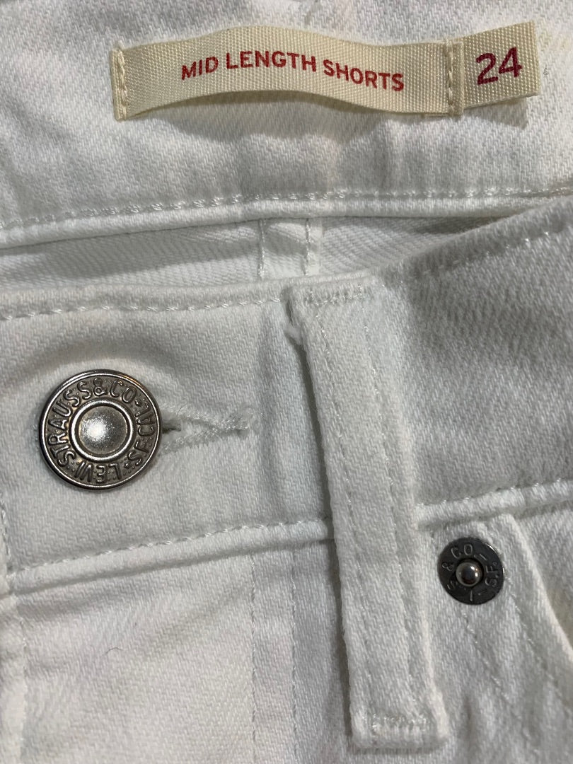 24 Levi's Women's White Cuffed Jean Shorts Stretch Denim