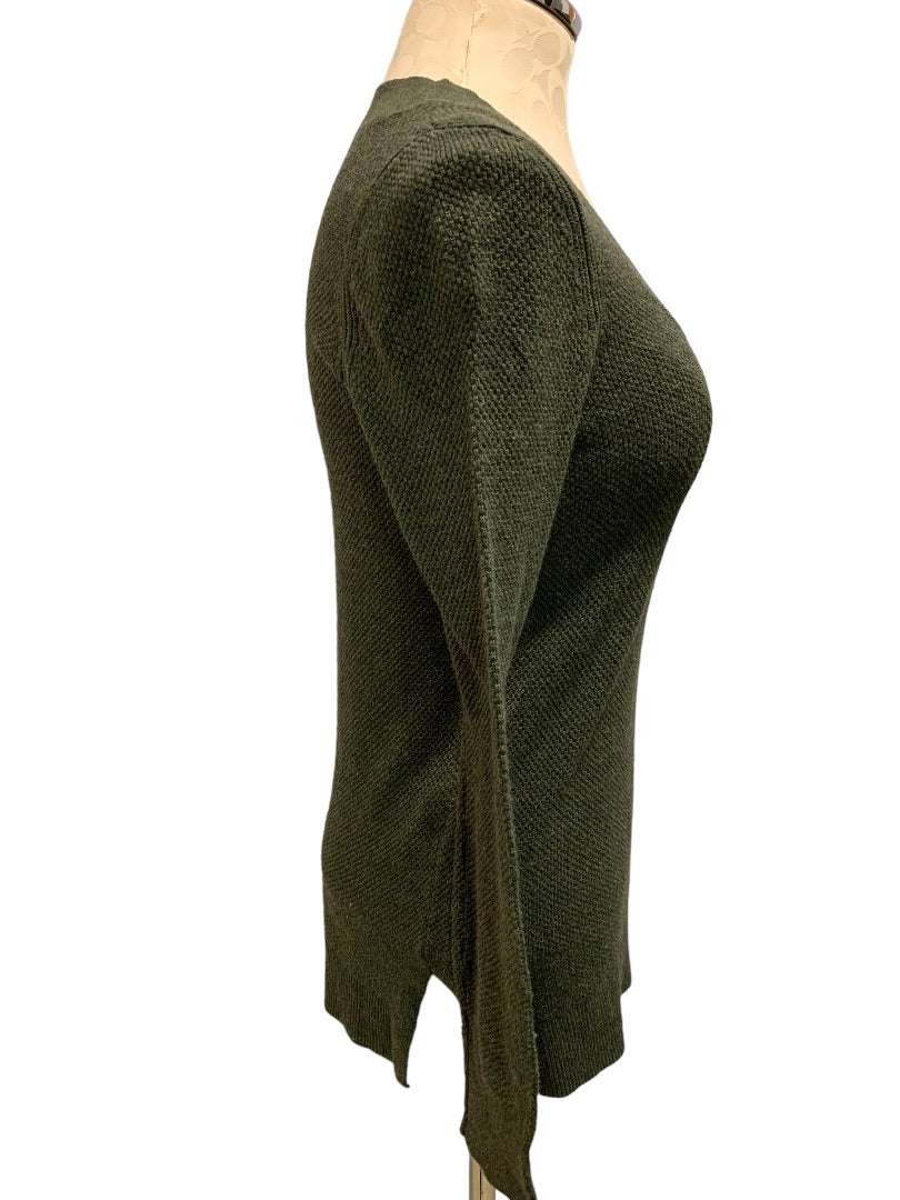 XS Gap Dark Green Women's V-Neck Sweater Long Sleeve Textured