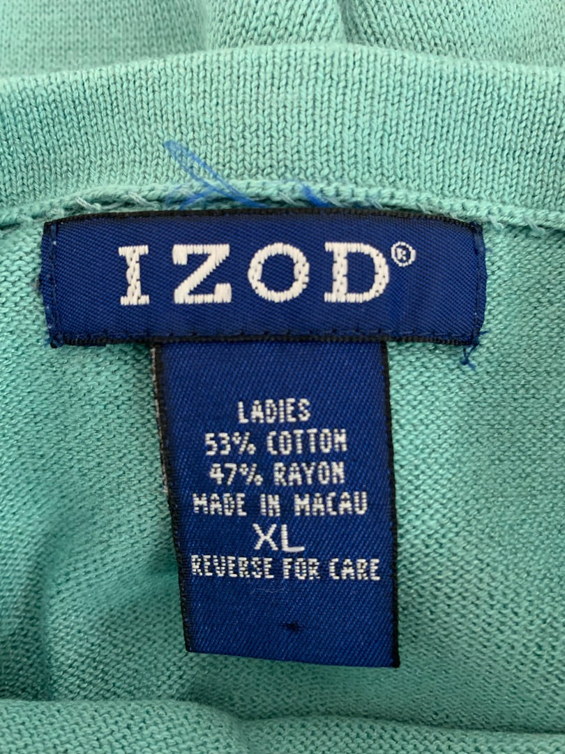 XL Izod Women's New Classics Turquoise Short Sleeve Sweater 1990s
