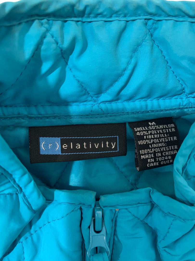 Medium Relativity Women's Teal Full Zip Quilted Vest