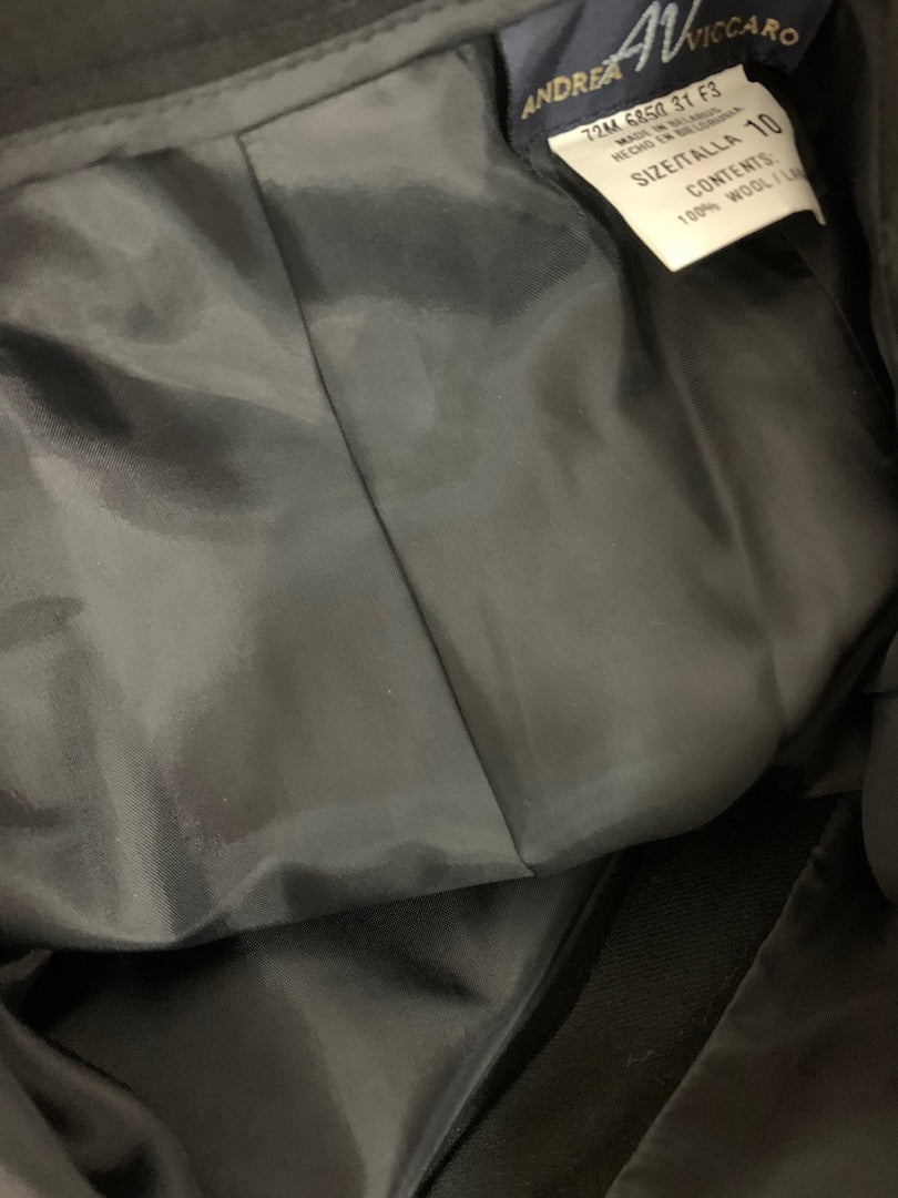 Size 10 Andrea Viccaro Women's Black Wool Dress Pants Lined Y2K