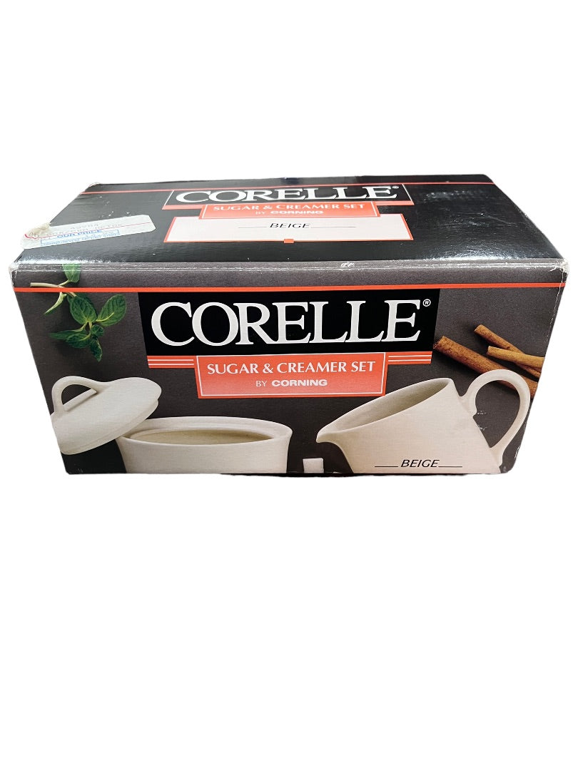 Corelle Dinnerware by Corning Beige Sugar & Creamer Set Original Box 6003367