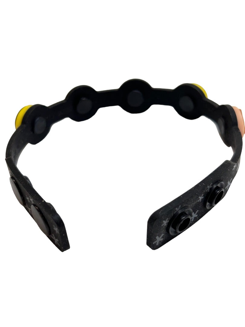 Emoji Bracelet 8" Rubber Black Yellow Snap Closure