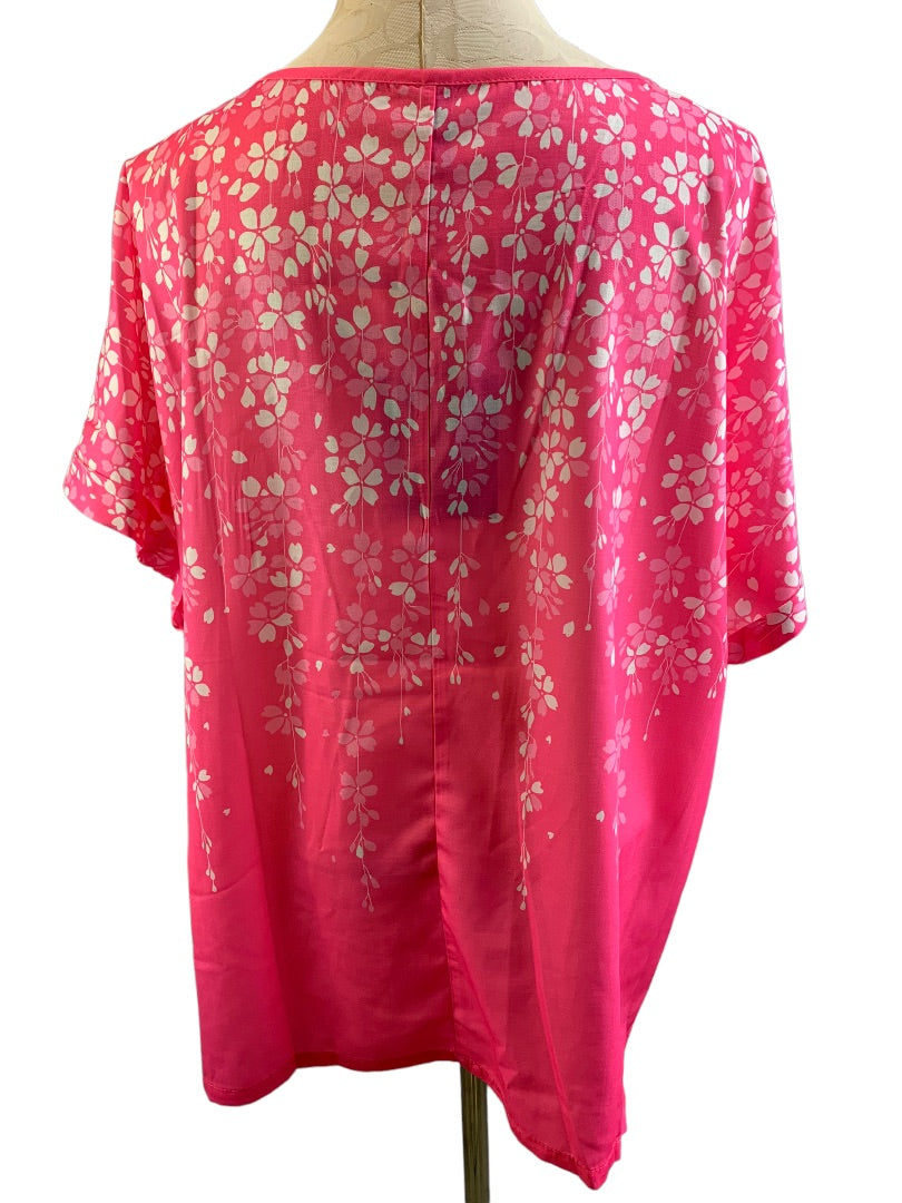XXL Just Fashion Now Women's New Pink White Pullover Blouse V-Neck